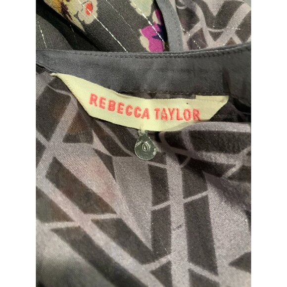 Rebecca Taylor Gray & Multicolor Floral & Geometric Patterned Dress, Size 0 (US) - Picture 9 of 9